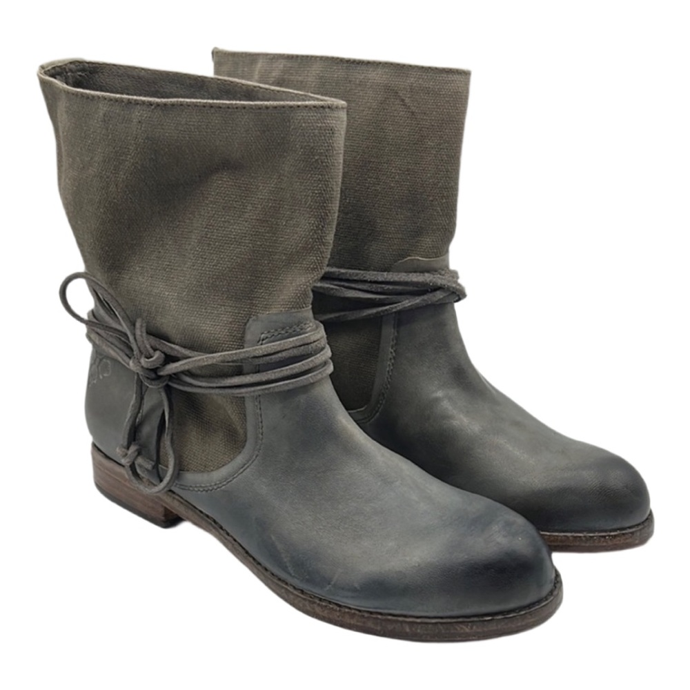 Patricia Nash Sz 6 1/2 Gray Combat Moto Boots with Suede Finish NEW